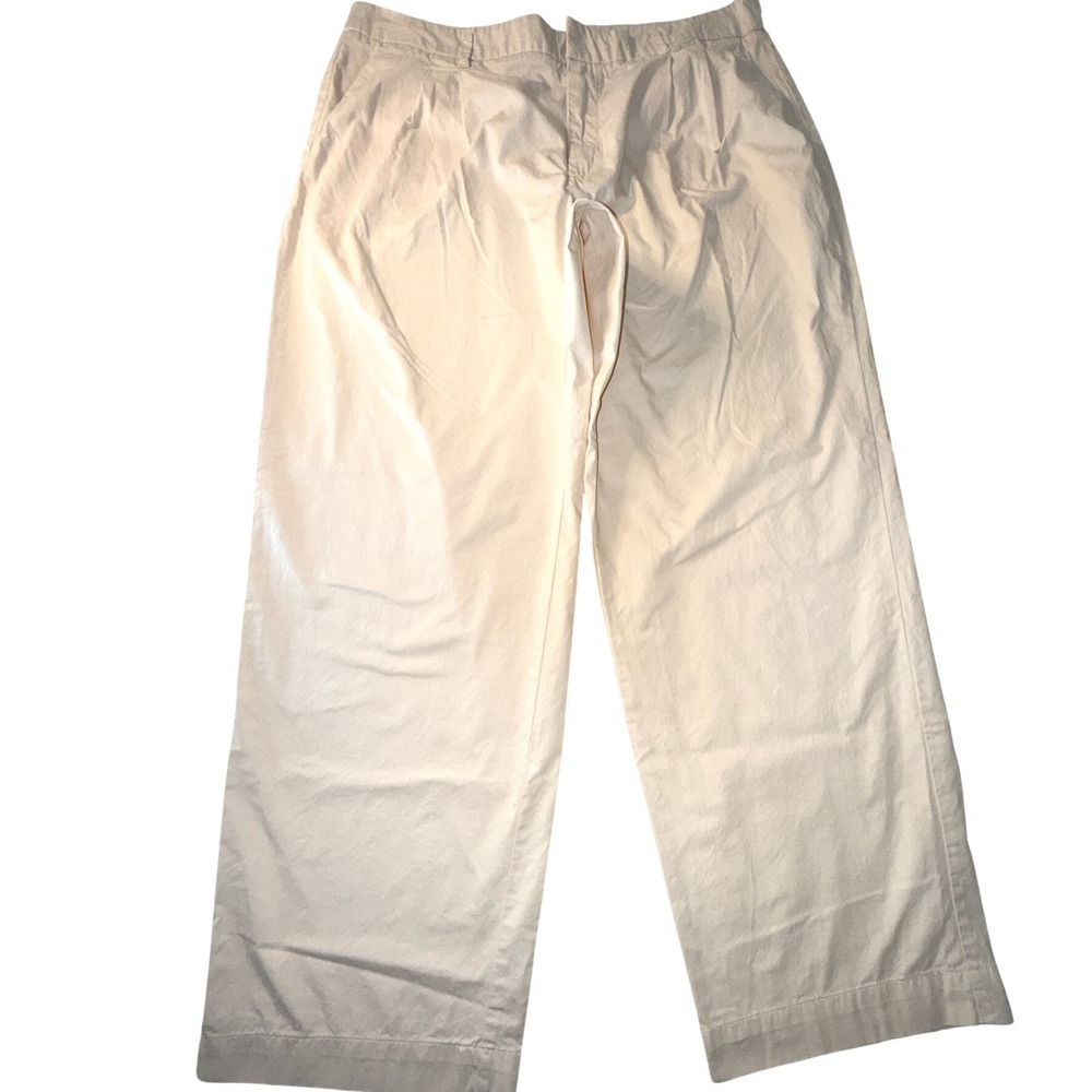 A New Day Womens Pleated Wide Leg Trousers Beige Cream Cotton Pants Size 16